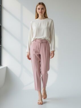 Topshop Trousers High Waisted Tapered Leg Dress Pants Blush Pink Size 4 NEW